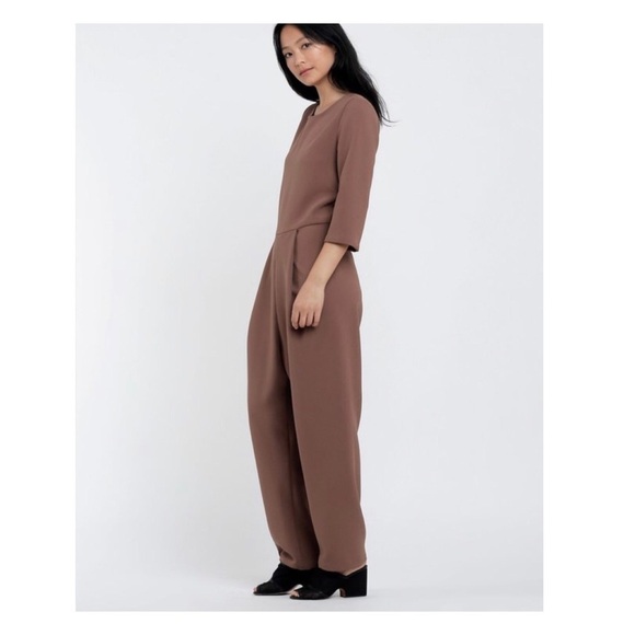 Kaarem Pants - Kaarem Agati Mid Sleeve Jumpsuit- Cocoa Brown Large